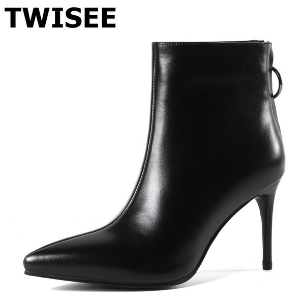 women mid calf boots pumps selling sapatos femininos autumn point toe thin high heels 8.5 cm zip woman casual shoes, Black
women mid calf boots pumps selling sapatos femininos autumn point toe thin high heels 8.5 cm zip woman casual shoes, Black