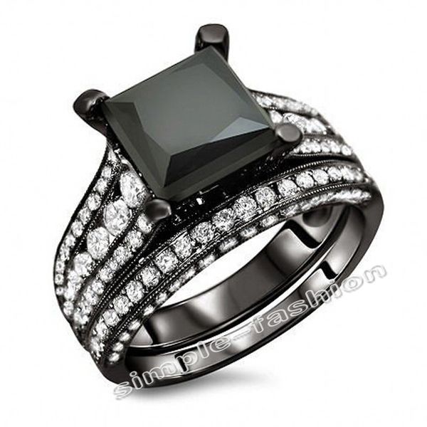 fashion jewelry engagement princess cut 8mm cz 5a zircon stone 10kt black gold filled 2-in-1 wedding ring bridal set sz 5-11, Slivery;golden
fashion jewelry engagement princess cut 8mm cz 5a zircon stone 10kt black gold filled 2-in-1 wedding ring bridal set sz 5-11, Slivery;golden