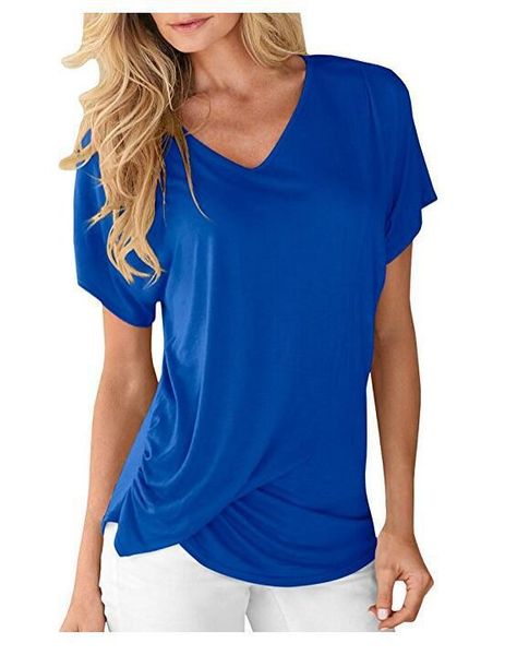 women's clothing wholesale lady's solid color v-collar loose and comfortable pleated t-shirt casual clothes, White
women's clothing wholesale lady's solid color v-collar loose and comfortable pleated t-shirt casual clothes, White