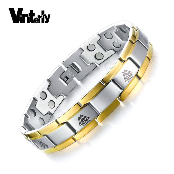 vinterly viking bracelet men stainless steel gold-color hologram bracelets health energy geramnium magnetic bracelet benefits, Black
vinterly viking bracelet men stainless steel gold-color hologram bracelets health energy geramnium magnetic bracelet benefits, Black