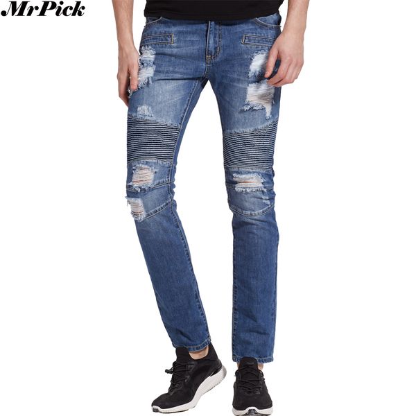 2017 new men ripped skinny jeans hip hop urban destroyed classic biker slim pencil jeans t0280, Blue
2017 new men ripped skinny jeans hip hop urban destroyed classic biker slim pencil jeans t0280, Blue