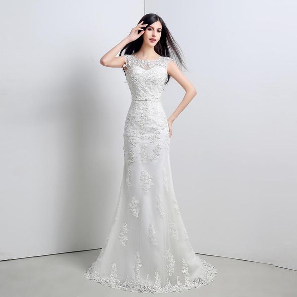 lace mermaid wedding dresses with appliques 2019 bateau neck wedding gowns backless bridal gown sweep train, White
lace mermaid wedding dresses with appliques 2019 bateau neck wedding gowns backless bridal gown sweep train, White