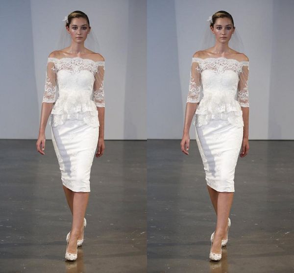 summer sheath short garden wedding dresses half sleeve applique lace beach wedding gowns knee length bridal dress, White
summer sheath short garden wedding dresses half sleeve applique lace beach wedding gowns knee length bridal dress, White