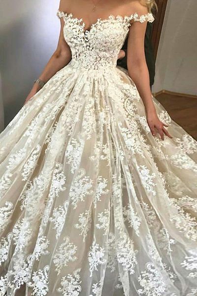ball gown off shoulder sweep train ivory tulle lace wedding dress appliques new see through custom made elegant bridal princess, White
ball gown off shoulder sweep train ivory tulle lace wedding dress appliques new see through custom made elegant bridal princess, White