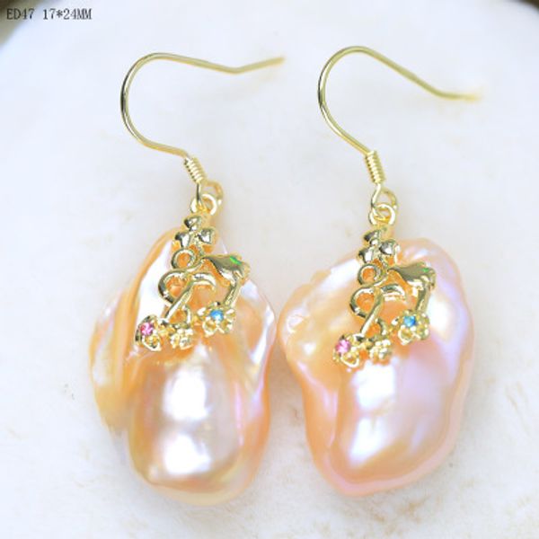 925 silver natural freshwater baroque pearl shaped super flash earring earrings woman's jewellery, Golden;silver
925 silver natural freshwater baroque pearl shaped super flash earring earrings woman's jewellery, Golden;silver