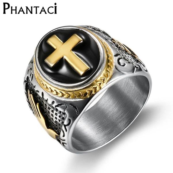 big vintage cross black stainless steel rings for men retro punk sier & gold color titanium male ring brand finger jewelry, Golden;silver
big vintage cross black stainless steel rings for men retro punk sier & gold color titanium male ring brand finger jewelry, Golden;silver