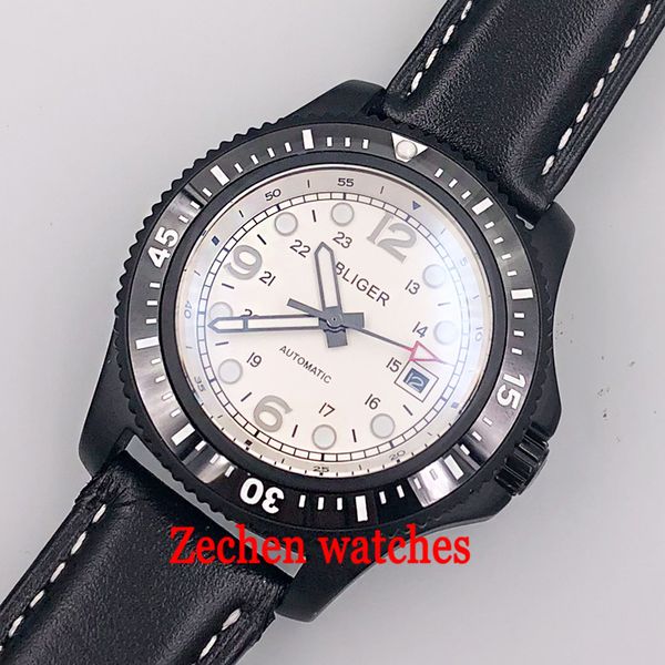 44mm bliger sterile black dial ceramic bezel date window automatic mens watch, Slivery;brown
44mm bliger sterile black dial ceramic bezel date window automatic mens watch, Slivery;brown