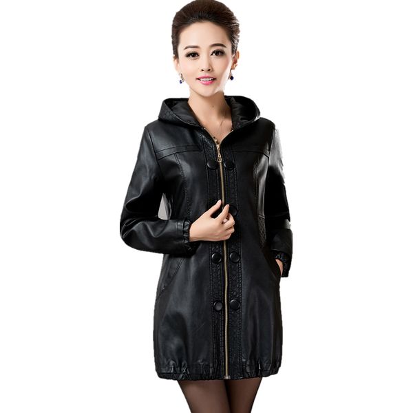 2017 spring autumn women plus size pu leather jacket plus size medium-long slim leather coat fashion faux jacket, Black
2017 spring autumn women plus size pu leather jacket plus size medium-long slim leather coat fashion faux jacket, Black