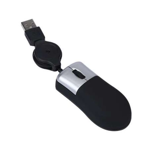 Adroit Retractable Wired Mouse Mini USB Optical Mice Portable Scroll Wheel Kablolu Maus For Laptop PC 29S7531