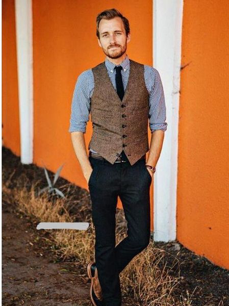 vintage brown tweed vest wool herringbone groom vests british style mens suit vests slim fit mens dress vest wedding waistcoat 2018, Black
vintage brown tweed vest wool herringbone groom vests british style mens suit vests slim fit mens dress vest wedding waistcoat 2018, Black