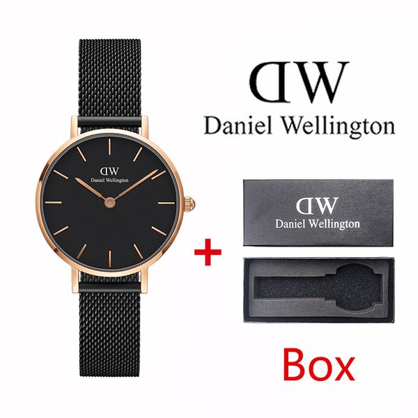

Top Daniel Wellington ladies fashion 40mm and 36mm 32mm steel belt style rose gold men's watch with box beautiful gift montre femme relojes