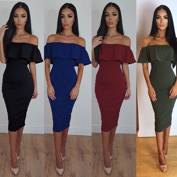 2018 summer dress women's ruffles off shoulder bodycon dress new split dress midi party dresses vestido plus size, White;black
2018 summer dress women's ruffles off shoulder bodycon dress new split dress midi party dresses vestido plus size, White;black