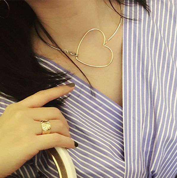 whole sale2017 korean style heart simple fashion jewelry love choker necklace kolye for women statement necklace, Golden;silver
whole sale2017 korean style heart simple fashion jewelry love choker necklace kolye for women statement necklace, Golden;silver