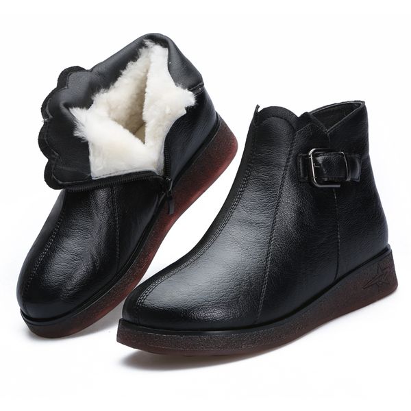 2018 new winter boots women shoes real cowhide leather boots warm fur one wool women non-slip flat shoes woman snow, Black
2018 new winter boots women shoes real cowhide leather boots warm fur one wool women non-slip flat shoes woman snow, Black