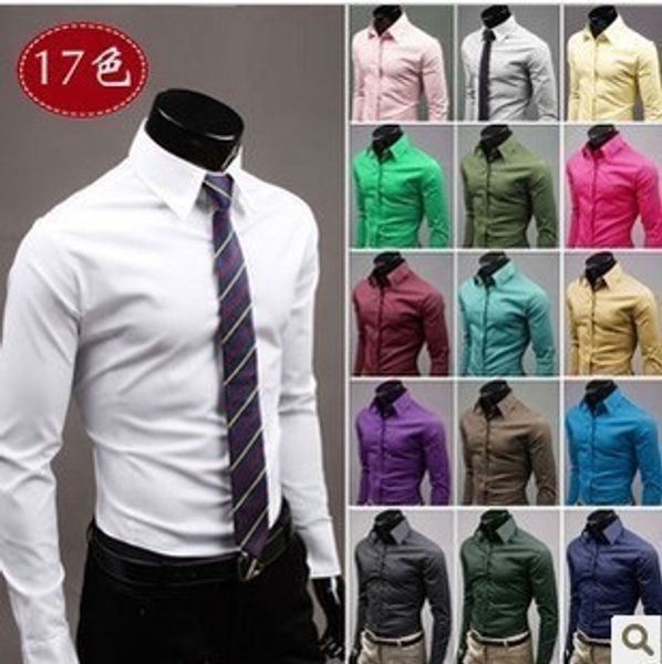 fashion mens men shirt candy slim fit luxury casual stylish dress shirts 17 colours plus sizes camisa social masculina, White;black
fashion mens men shirt candy slim fit luxury casual stylish dress shirts 17 colours plus sizes camisa social masculina, White;black