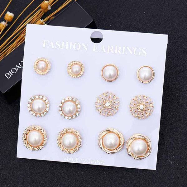 famshin 6 pairs/set gold color flower hollow stud earring vintage crystal simulated pearl earrings set for women wedding jewelry, Golden;silver
famshin 6 pairs/set gold color flower hollow stud earring vintage crystal simulated pearl earrings set for women wedding jewelry, Golden;silver