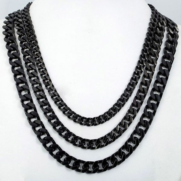 cool men's jewelry 316l stainless steel black curb cuban chain 9/11/13/15mm necklace or bracelet 7''-40, Silver
cool men's jewelry 316l stainless steel black curb cuban chain 9/11/13/15mm necklace or bracelet 7''-40, Silver