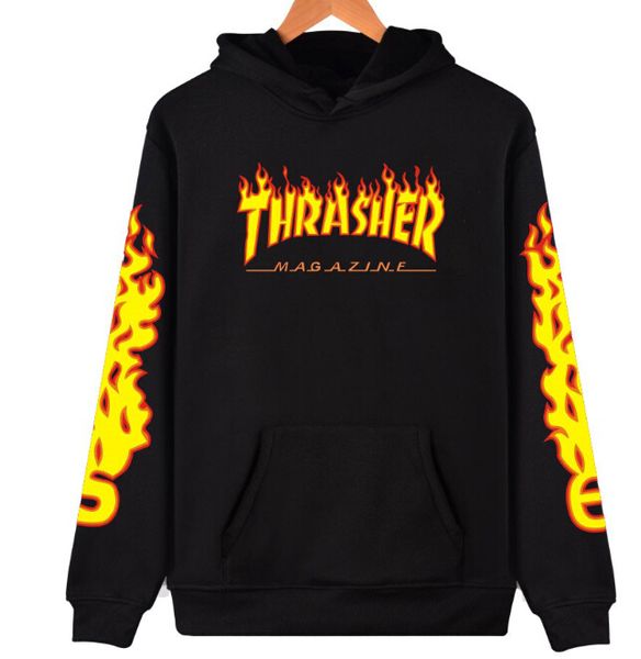 

De igner hoodie men women hooded pollover weat hirt fa hion brand thra letter flame print ca ual hoodie lover treetwear weater