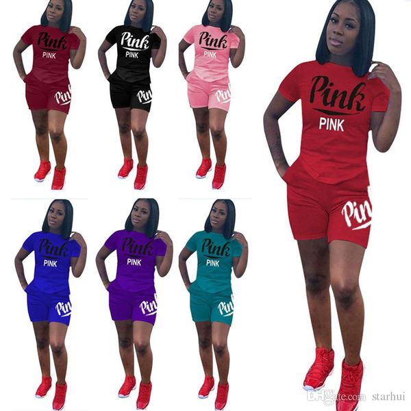 S 3xl love pink women hort outfit t hirt hort track uit et port wear de igner 2018 ummer home ca ual outfit jogger uit wx9 626