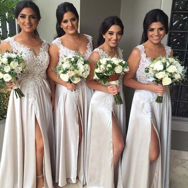 lace bridesmaid dresses 2019 v neck plus size long sleeves maid of honor gowns with side split floor length wedding guest gown, White;pink
lace bridesmaid dresses 2019 v neck plus size long sleeves maid of honor gowns with side split floor length wedding guest gown, White;pink