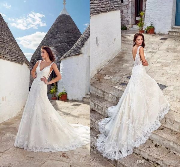 2019 deep v-neck lace wedding dresses a-line low backless bridal wedding gowns vestido de novia sweep train plus size custom made
2019 deep v-neck lace wedding dresses a-line low backless bridal wedding gowns vestido de novia sweep train plus size custom made