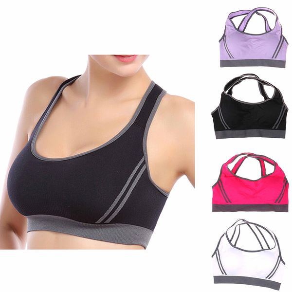 high stretch breathable sports bra fitness women padded sport bra for running yoga gym seamless crop, White;black
high stretch breathable sports bra fitness women padded sport bra for running yoga gym seamless crop, White;black