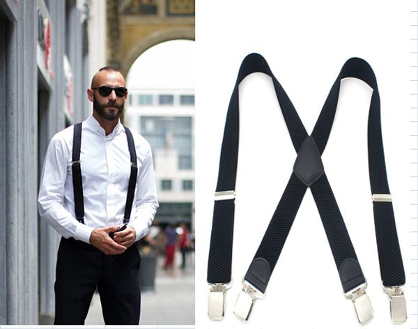 black men super elastic suspenders metal clips adjustable braces 4.0cm wide, Black;white
black men super elastic suspenders metal clips adjustable braces 4.0cm wide, Black;white