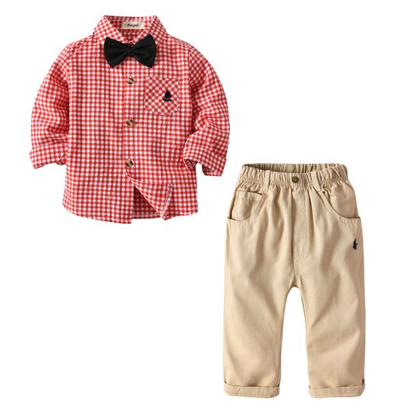 kids boy gentleman clothing set turn down collar plaid print shirt + khaki pants 100% cotton spring fall kids clothes two pieces sets, White
kids boy gentleman clothing set turn down collar plaid print shirt + khaki pants 100% cotton spring fall kids clothes two pieces sets, White