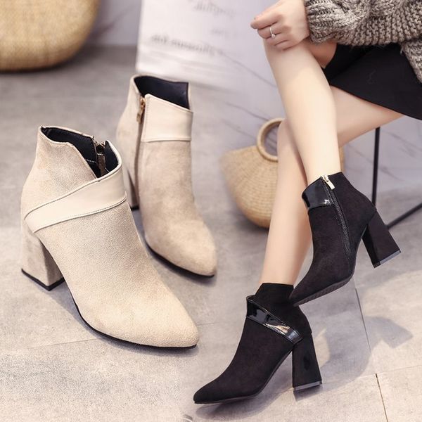 patchwork genuine leather suede ankle boots pointed toe female shoes woman slip on elastic band footwear 2018, Black
patchwork genuine leather suede ankle boots pointed toe female shoes woman slip on elastic band footwear 2018, Black