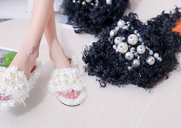 outside wear curly hair, pearl, hair, slippers, women, 18, autumn and winter, new style, beaded, flat bottom, fashionable slippery slippers, Black
outside wear curly hair, pearl, hair, slippers, women, 18, autumn and winter, new style, beaded, flat bottom, fashionable slippery slippers, Black