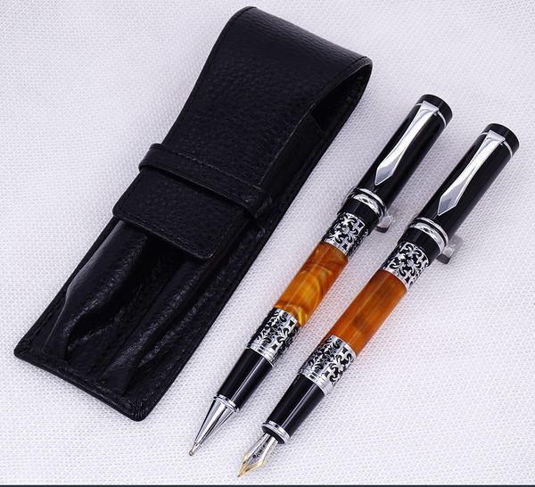 yiren 675 celluloid silver flower pattern fountain pen & roller pen with real leather black pencil case washed cowhide case
yiren 675 celluloid silver flower pattern fountain pen & roller pen with real leather black pencil case washed cowhide case