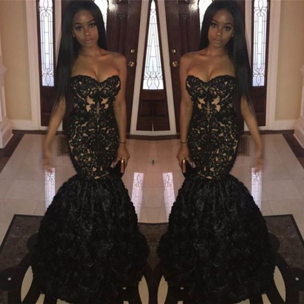 black lace prom dresses illusion bodice mermaid backless party gowns black girls evening dresses with appliques flowers
black lace prom dresses illusion bodice mermaid backless party gowns black girls evening dresses with appliques flowers
