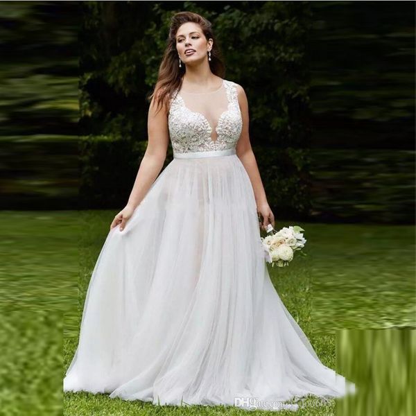 a line wedding dresses with lace and tulle vintage country plus size wedding dresses sheer bridal gown sweep train, White
a line wedding dresses with lace and tulle vintage country plus size wedding dresses sheer bridal gown sweep train, White