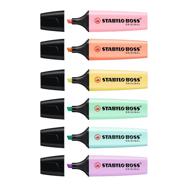 

1pc new boss original pastel color highlighter marker chisel nib pen 6 colors available, Black;red