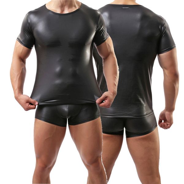pu leather t shirts + boxer shorts men fitness gay boxers mens stage tshirt casual clothes briefs&tees tight sets, Gray
pu leather t shirts + boxer shorts men fitness gay boxers mens stage tshirt casual clothes briefs&tees tight sets, Gray