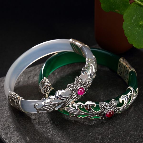 louleur 925 sterling silver jade bangles silver green white handmade natural jade bangles fashion jewelry for women charms, Golden;silver
louleur 925 sterling silver jade bangles silver green white handmade natural jade bangles fashion jewelry for women charms, Golden;silver