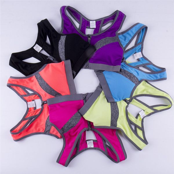 snowshine3#3001 women sport bra running gym yoga padded fitness workout zipper stretch top, White;black 
snowshine3#3001 women sport bra running gym yoga padded fitness workout zipper stretch top, White;black