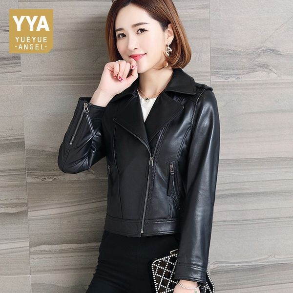 leather jacket women short style slim fit motorcycle female coat windbreaker punk outerwear sheepskin leather coats, Black
leather jacket women short style slim fit motorcycle female coat windbreaker punk outerwear sheepskin leather coats, Black