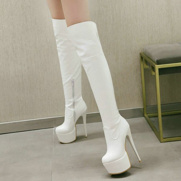 ladies super thin high heel platform over the knee boots fashion zipper boots women round toe fall winter thigh, Black
ladies super thin high heel platform over the knee boots fashion zipper boots women round toe fall winter thigh, Black