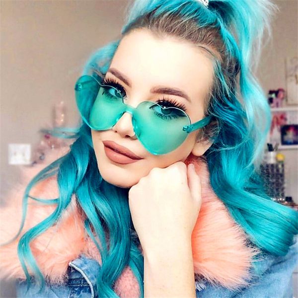занавес gafas de sol mujer 2018 в форме сердца цельный солнцезащитные очки прозрачный желе цвет любовь мужчины женщины персик сердце солнцез, White;black