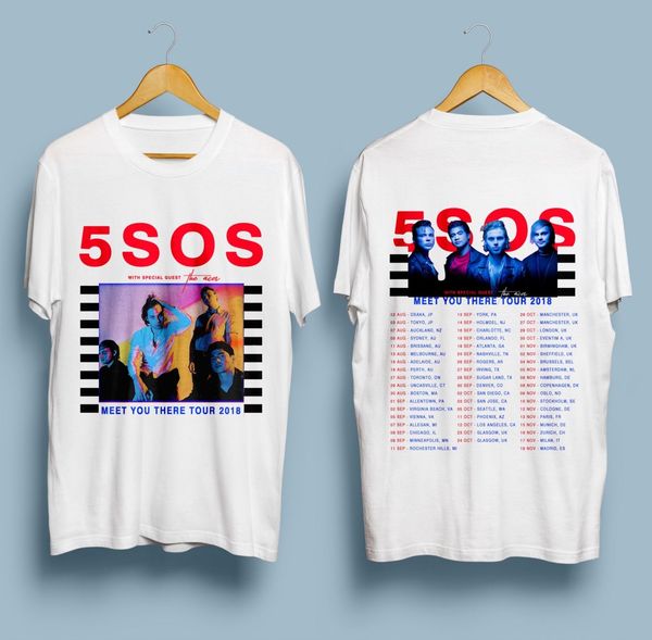 

Новые 5 Seconds Of Summer 5SOS Футболка Даты встречи 2018 года Размер S-2XL 2018 лето новые мужские