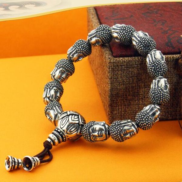 100% 999 silver sakyamuni buddha statue beads bracelet tibetan buddha head beaded bracelet wrist mala, Black
100% 999 silver sakyamuni buddha statue beads bracelet tibetan buddha head beaded bracelet wrist mala, Black