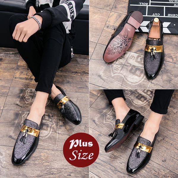 plus size men genuine patent leather dress shoes luxury italian style formal wedding casual slip-on business leather shoes, Black
plus size men genuine patent leather dress shoes luxury italian style formal wedding casual slip-on business leather shoes, Black