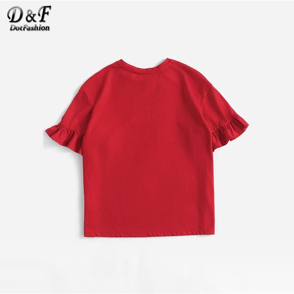 Letter Drop Shoulder Frill Sleeve Cute Tee Shirt Red Round Neck Short Sleeve Top Female Ruffle Letter Casual T-Shirt
Letter Drop Shoulder Frill Sleeve Cute Tee Shirt Red Round Neck Short Sleeve Top Female Ruffle Letter Casual T-Shirt