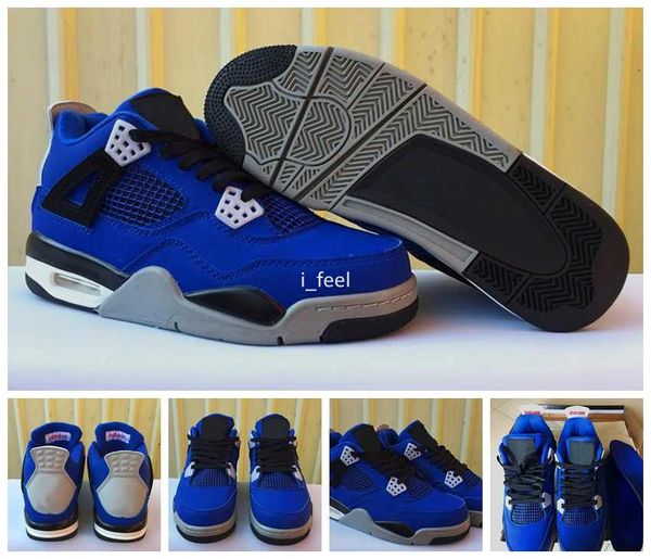 

2018 4 eminem encore blue suede mens basketball shoes men 4s basket ball sports outdoor trainers sneakers size us 8-13