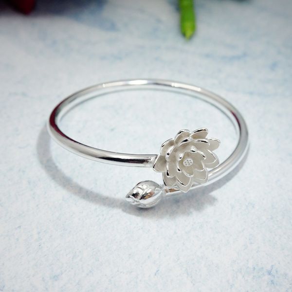 authentic 990 sterling silver lotus flower bracelet vintage charm open bangle for women lady wedding gift fashion jewelry, Black
authentic 990 sterling silver lotus flower bracelet vintage charm open bangle for women lady wedding gift fashion jewelry, Black