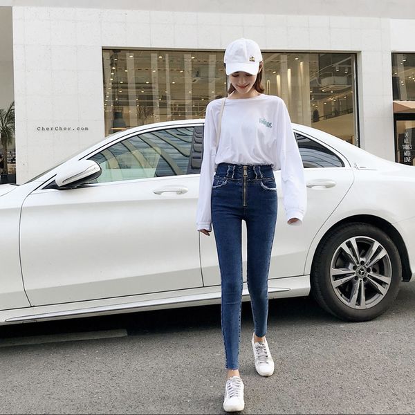 fashion women jeans 2018 new spring autumn high waist skinny slim denim jeans casual trouse zipper foot tight elastic, Blue
fashion women jeans 2018 new spring autumn high waist skinny slim denim jeans casual trouse zipper foot tight elastic, Blue