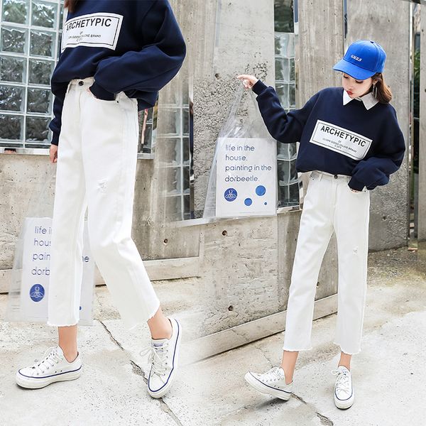 s-xl 2018 korean style loose high waist ripped jeans women straight white denim jeans womens femme (c8121, Blue
s-xl 2018 korean style loose high waist ripped jeans women straight white denim jeans womens femme (c8121, Blue