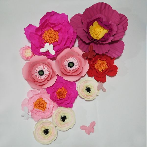 Giant Crepe Paper Artificial Flowers 11PCS+Butterflies Wedding Decor Baby Nursery Windows Display Handmade Crafts Customize Decorations Home
Giant Crepe Paper Artificial Flowers 11PCS+Butterflies Wedding Decor Baby Nursery Windows Display Handmade Crafts Customize Decorations Home