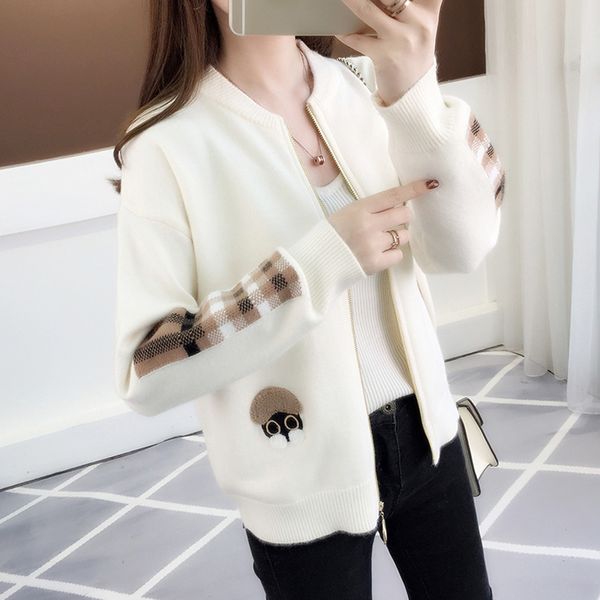 women cardigan sweater zipper 2018 new autumn and winter short trends female knitted coat korean style teenager girl a56, White;black
women cardigan sweater zipper 2018 new autumn and winter short trends female knitted coat korean style teenager girl a56, White;black